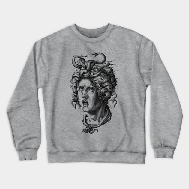 Old Vintage Medusa Greek Mythology Illustration Crewneck Sweatshirt by AltrusianGrace